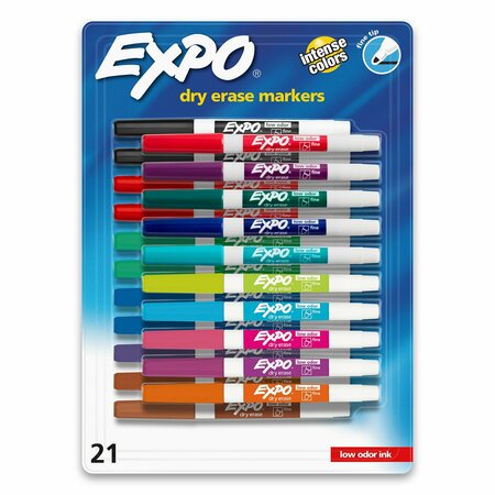 EXPO Dry Erase Markers, Whiteboard Markers with Low Odor Ink, Fine Tip, Assorted Vibrant Colors, 21PK 2138429